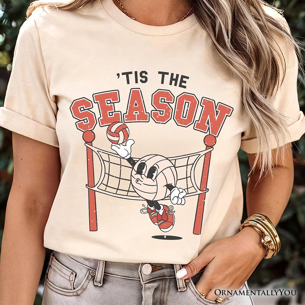 Tis the Season Volleyball T-Shirt, Retro Vintage Game Day Sports Tee T-Shirts OrnamentallyYou 