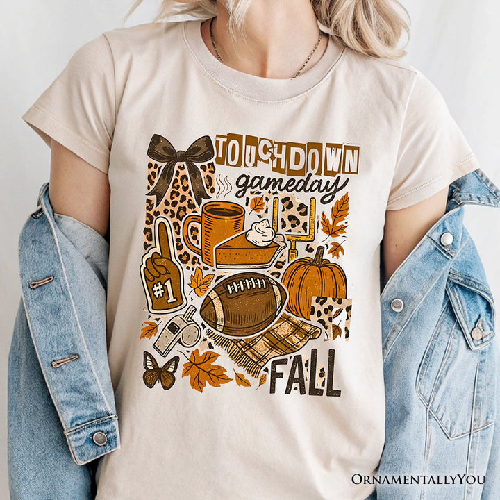 Touchdown Game Day Fall Football T-Shirt, Retro Coquette Autumn Vibes Tee T-Shirts OrnamentallyYou 