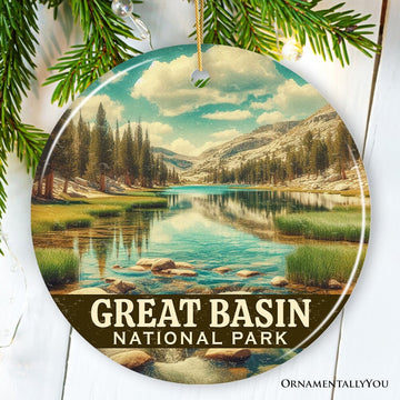 Tranquil Great Basin National Park Ornament, Nevada Mountain Lake Reflection Christmas Gift and High Desert Wilderness Keepsake Ceramic Ornament OrnamentallyYou 