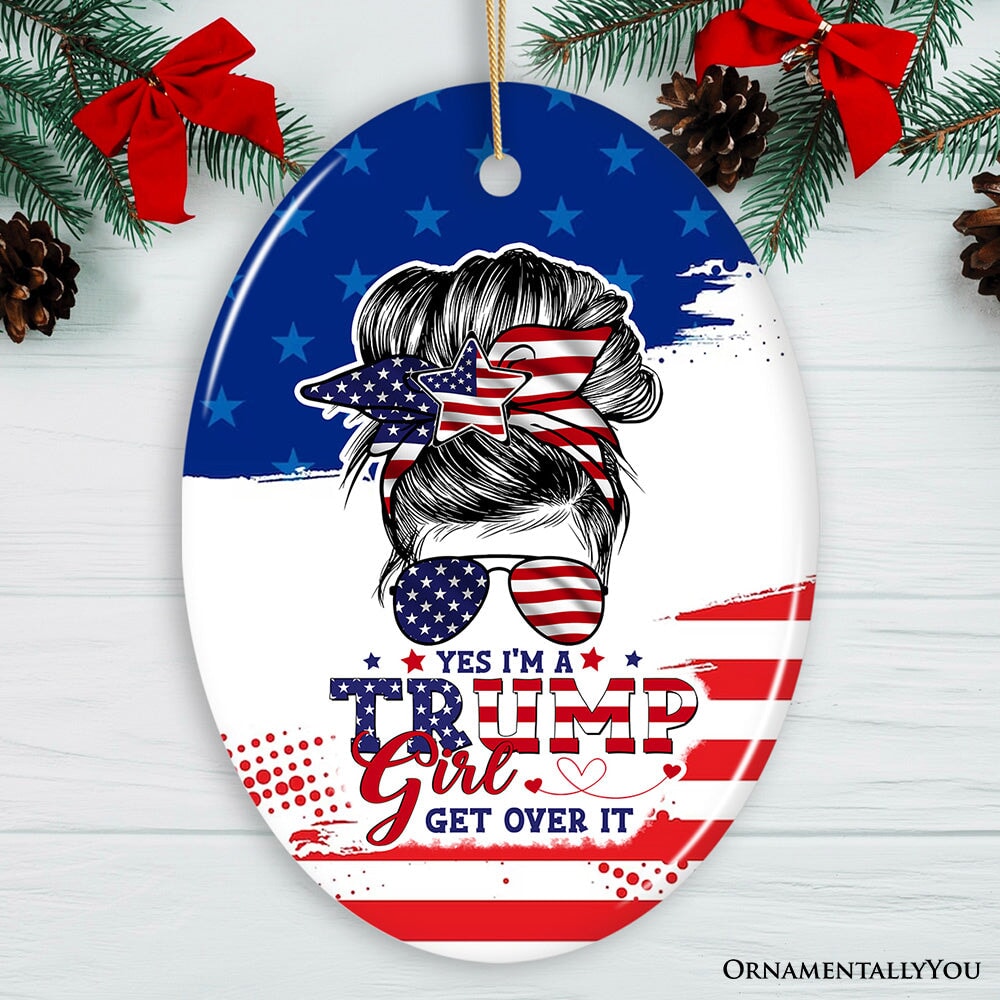 Trump Girl America Themed Ornament, Patriotic Women for Donald Christmas Decor OrnamentallyYou Oval 