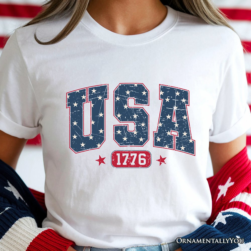 USA 1776 Stars T-Shirt, Bold Patriotic Tee for Independence Day T-Shirts OrnamentallyYou 