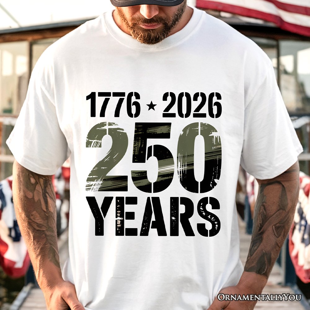 USA 250 Years Anniversary T-Shirt, 4th of July Patriotic 1776–2026 Freedom Tee T-Shirts OrnamentallyYou 