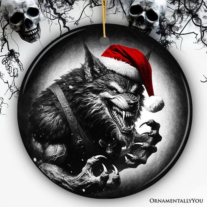 Vicious Werewolf Ceramic Ornament, Enigmatic Christmas Decoration for Halloween Tree Ceramic Ornament OrnamentallyYou Circle 