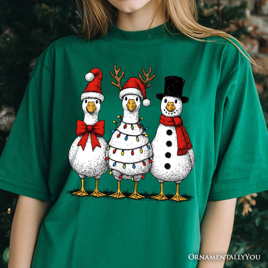Vintage Christmas Silly Goose T-Shirt, Snowman Spoof Winter Tee T-Shirts OrnamentallyYou 