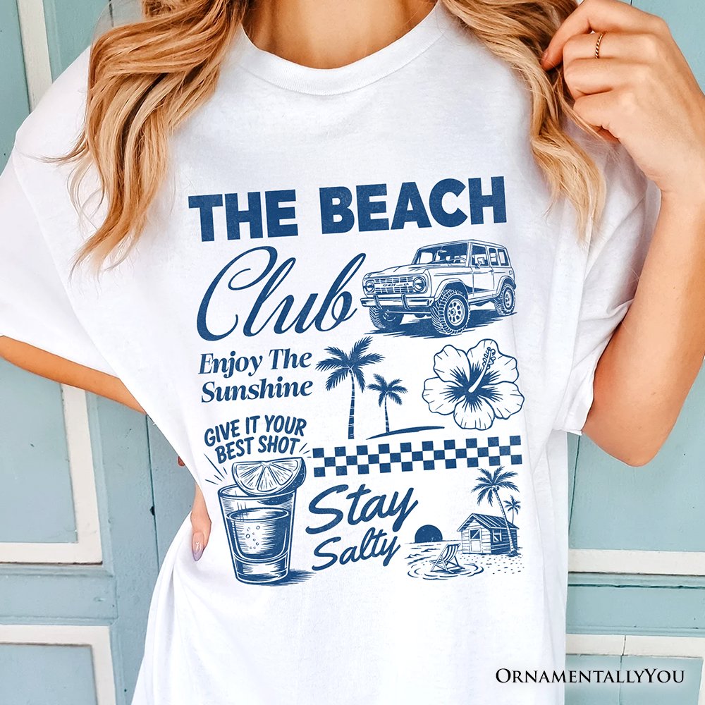 Vintage Coastal Summer Vacation T-Shirt, The Beach Club Stay Salty Tee T-Shirts OrnamentallyYou 
