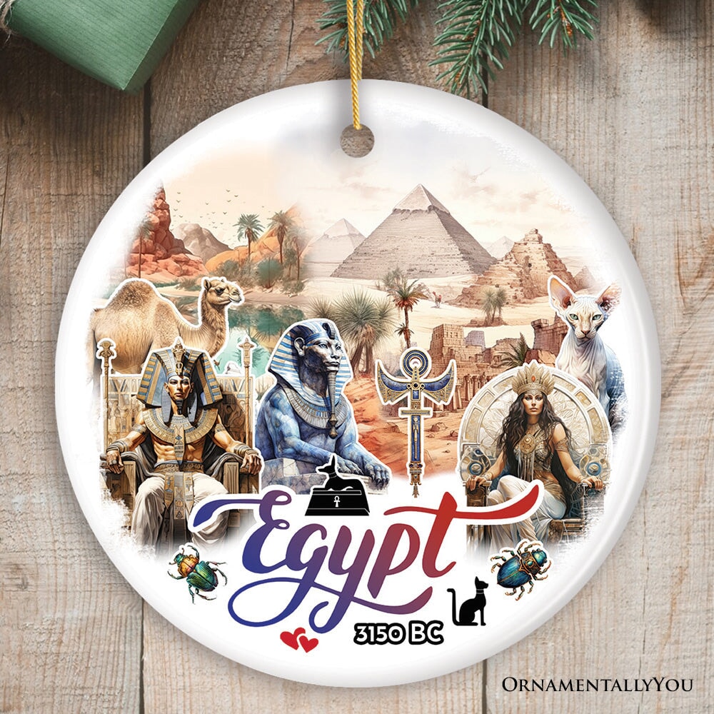Vintage Egypt Artistic Ornament Souvenir, Egyptian Gift and Christmas Keepsake Ceramic Ornament OrnamentallyYou Circle 