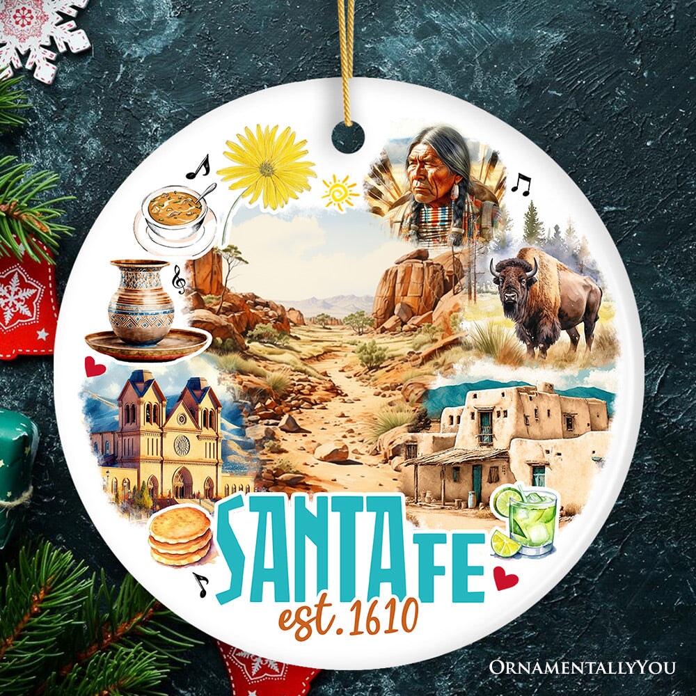 Vintage Santa Fe Ceramic Christmas Ornament, New Mexico Souvenir Ceramic Ornament OrnamentallyYou 