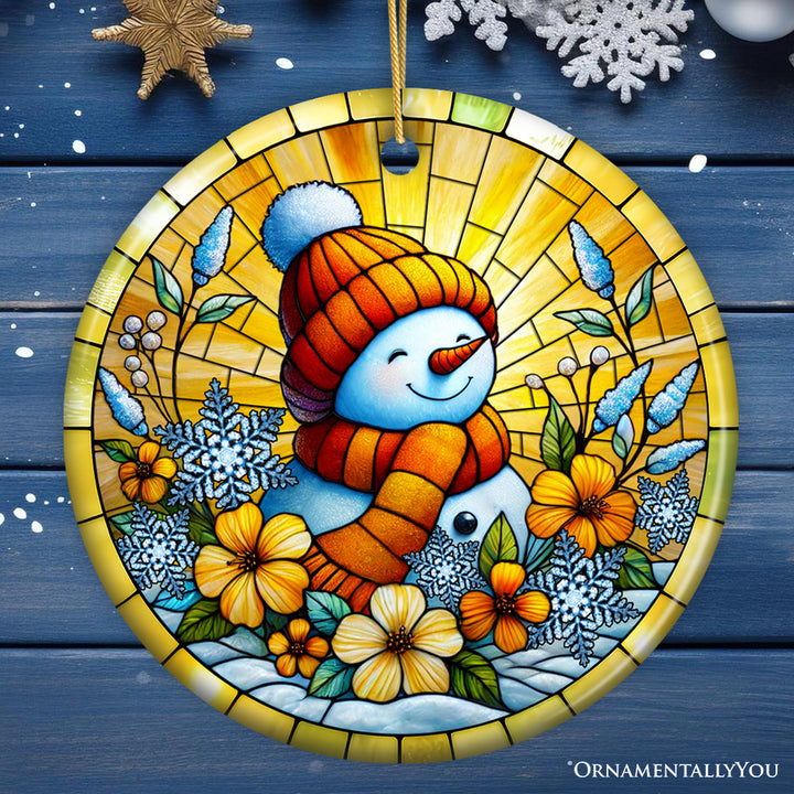 Warm Winter Glow Snowman Ornament, Vibrant Holiday Charm for Festive Decor