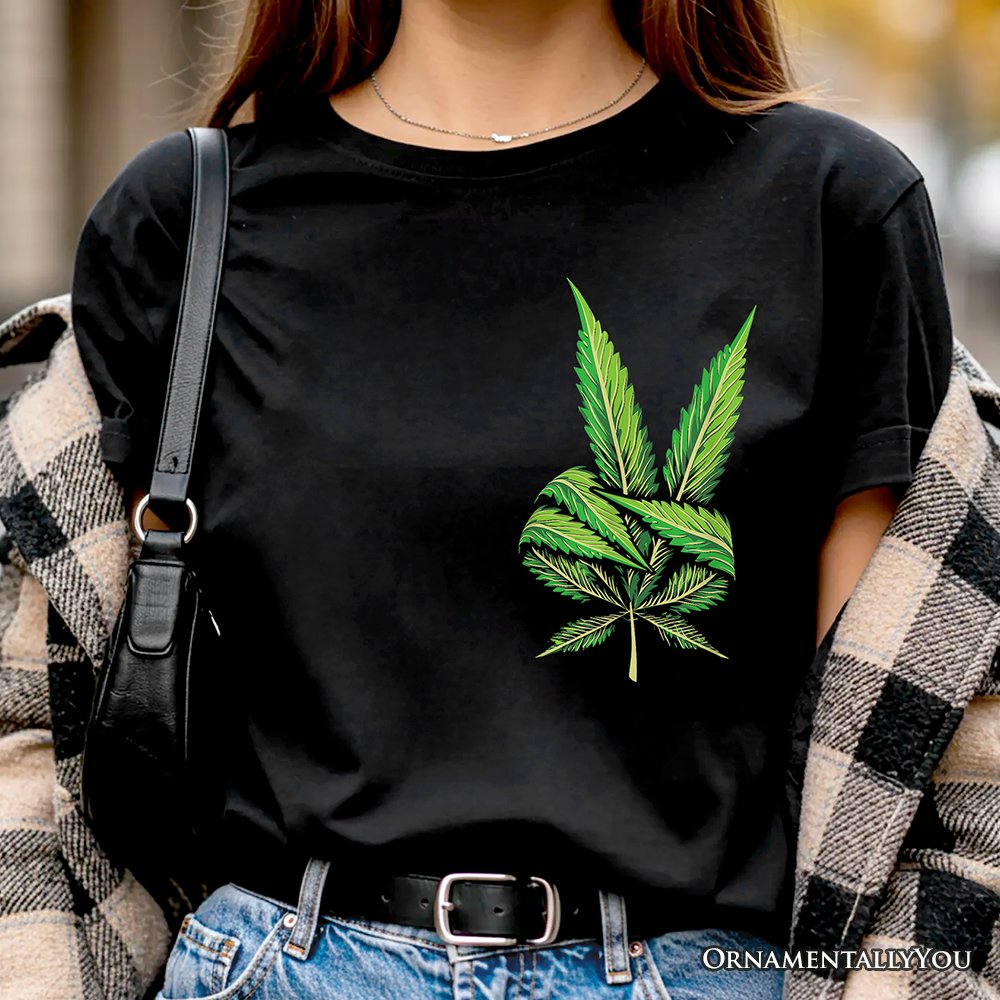 Weed Leaf Peace Sign T-Shirt, Funny 420 Stoner Tee T-Shirts OrnamentallyYou 