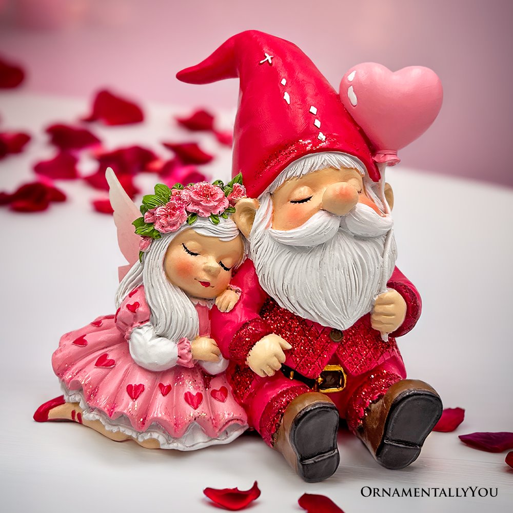 Whimsical Love Story Gnome Couple Small Figurine, 4" Cute and Small Valentine's Day Gift Mini Statue Resin Statues OrnamentallyYou 