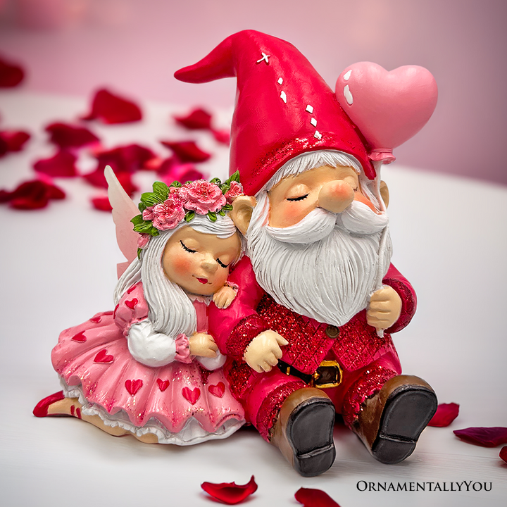 Whimsical Love Story Gnome Couple Small Figurine, 4" Cute and Small Valentine's Day Gift Mini Statue