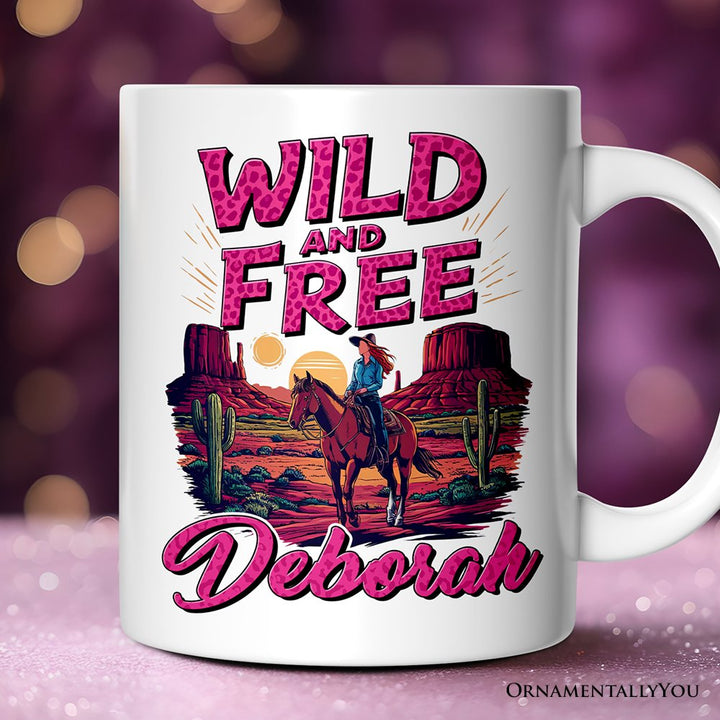 Wild And Free Western Personalized Mug, Woman Gift With Custom Name Personalized Ceramic Mug OrnamentallyYou 12oz Mug Customized 