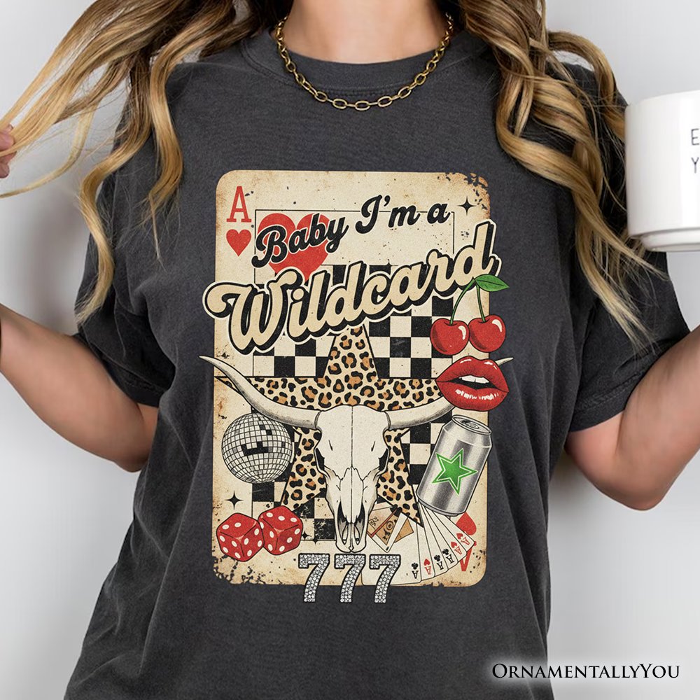 Wildcard Cowgirl T-Shirt, Vintage Western Collage Leopard Skull Tee T-Shirts OrnamentallyYou 