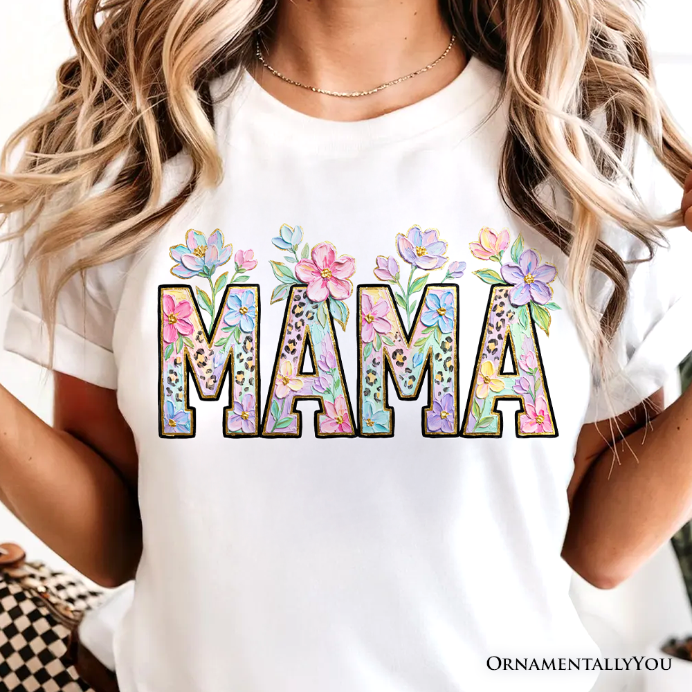 Wildflower Mama Floral Printed Faux Oil Paint T-Shirt, Mother's Day Tee