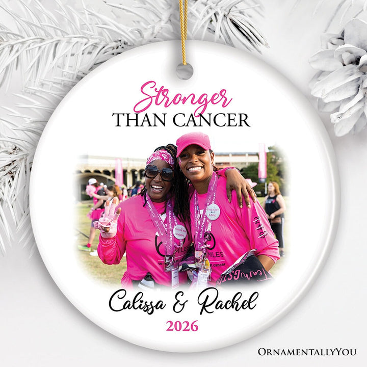 Women’s Cancer Awareness Custom Photo Ornament, Image Upload Personalized Gift Ceramic Ornament OrnamentallyYou Circle 