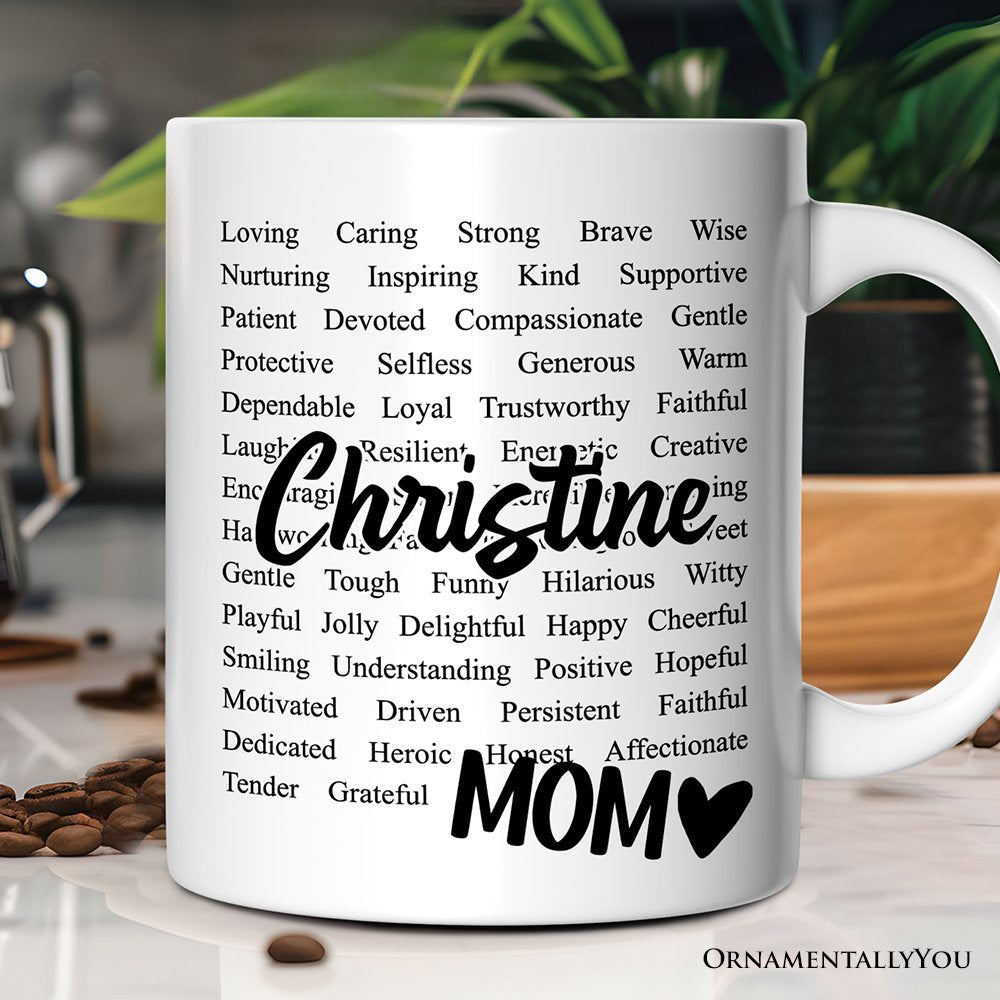 Words That Define Mom Personalized Mug, Appreciation Gift For Mom With Custom Name Personalized Ceramic Mug OrnamentallyYou 12oz Mug Customized 