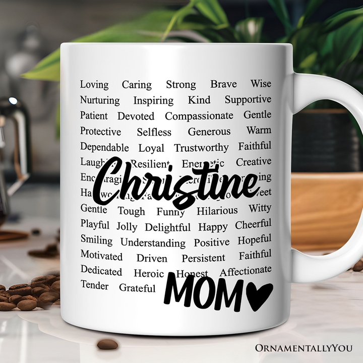 Words That Define Mom Personalized Mug, Appreciation Gift For Mom With Custom Name