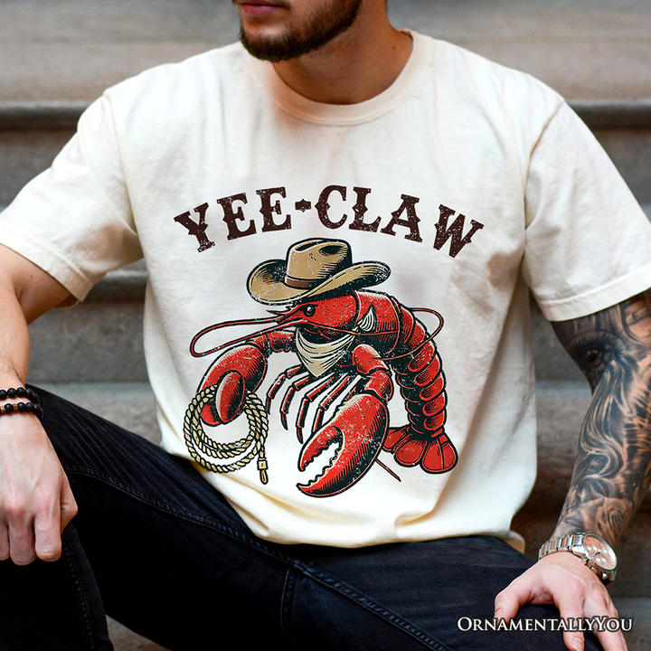 Yee Claw Lobster Western T-Shirt, Funny Cowboy Animal Tee