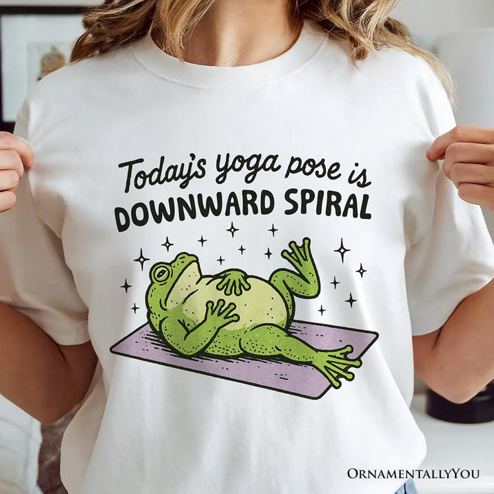 Yoga Frog Downward Spiral T-Shirt, Funny Mental Health Humor Tee T-Shirts OrnamentallyYou 