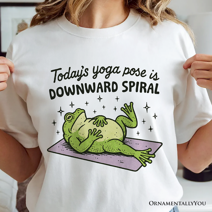 Yoga Frog Downward Spiral T-Shirt, Funny Mental Health Humor Tee