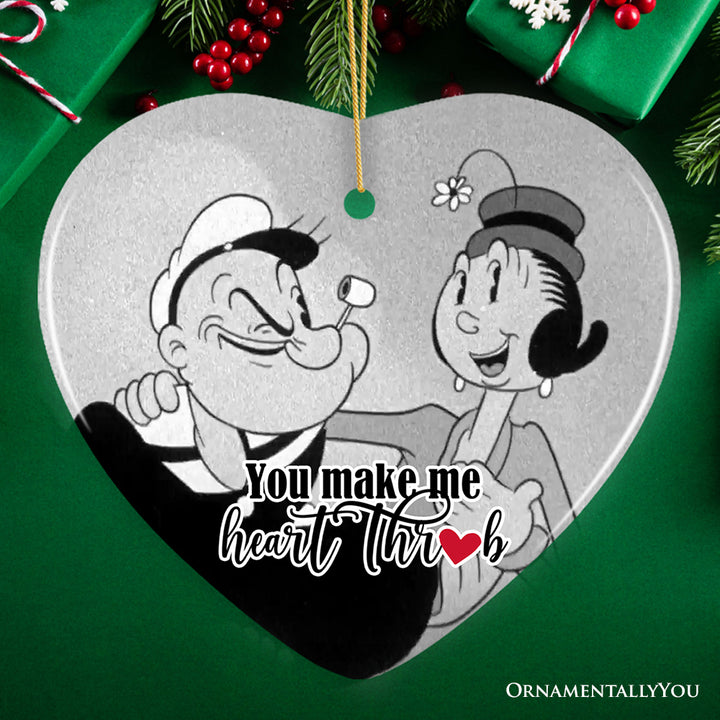 You Make Me Heart Throb Quote Ornament, Classic Popeye Sailor Couple Christmas Gift