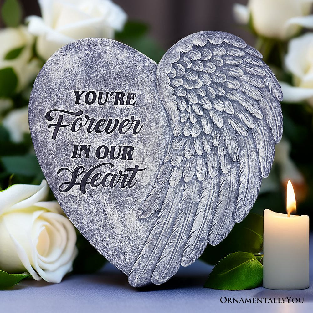You’re Forever in Our Hearts Angel Wing Stepping Stone, 9.5" Garden Decorative Memorial Resin Figurine Resin Statues OrnamentallyYou 