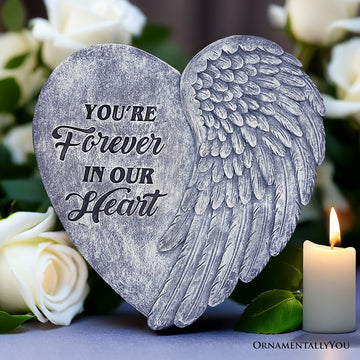 You’re Forever in Our Hearts Angel Wing Stepping Stone, 9.5" Garden Decorative Memorial Resin Figurine Resin Statues OrnamentallyYou 