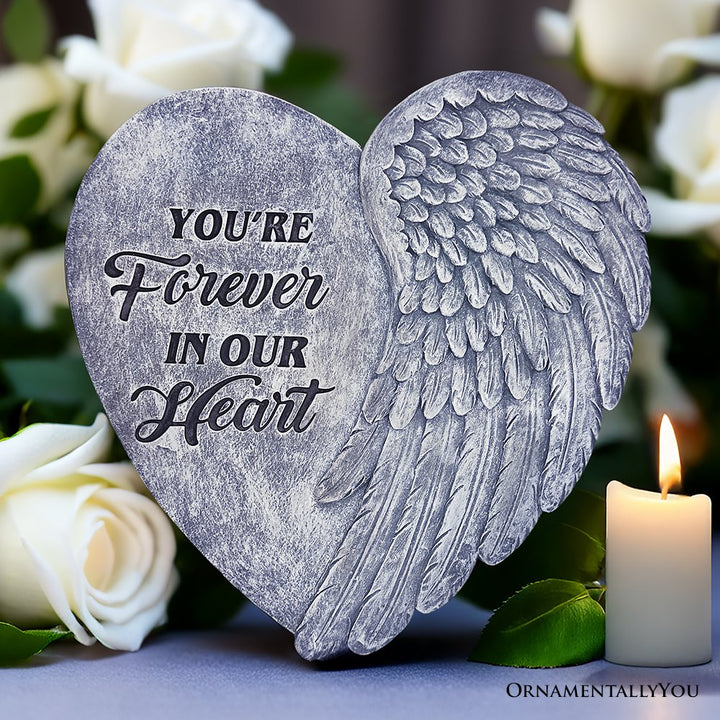 You’re Forever in Our Hearts Angel Wing Stepping Stone, 9.5" Garden Decorative Memorial Resin Figurine Resin Statues OrnamentallyYou 