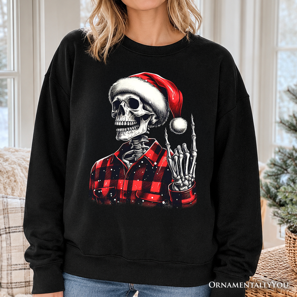Buffalo Plaid Christmas Skeleton Sweatshirt, Brutal Guys Sweater