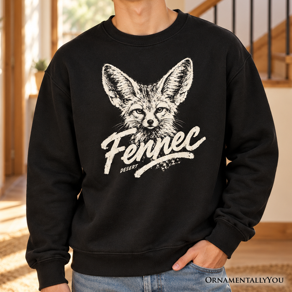 Fennec Fox Desert Sweatshirt, Vintage Wildlife Animal Graphic Sweater