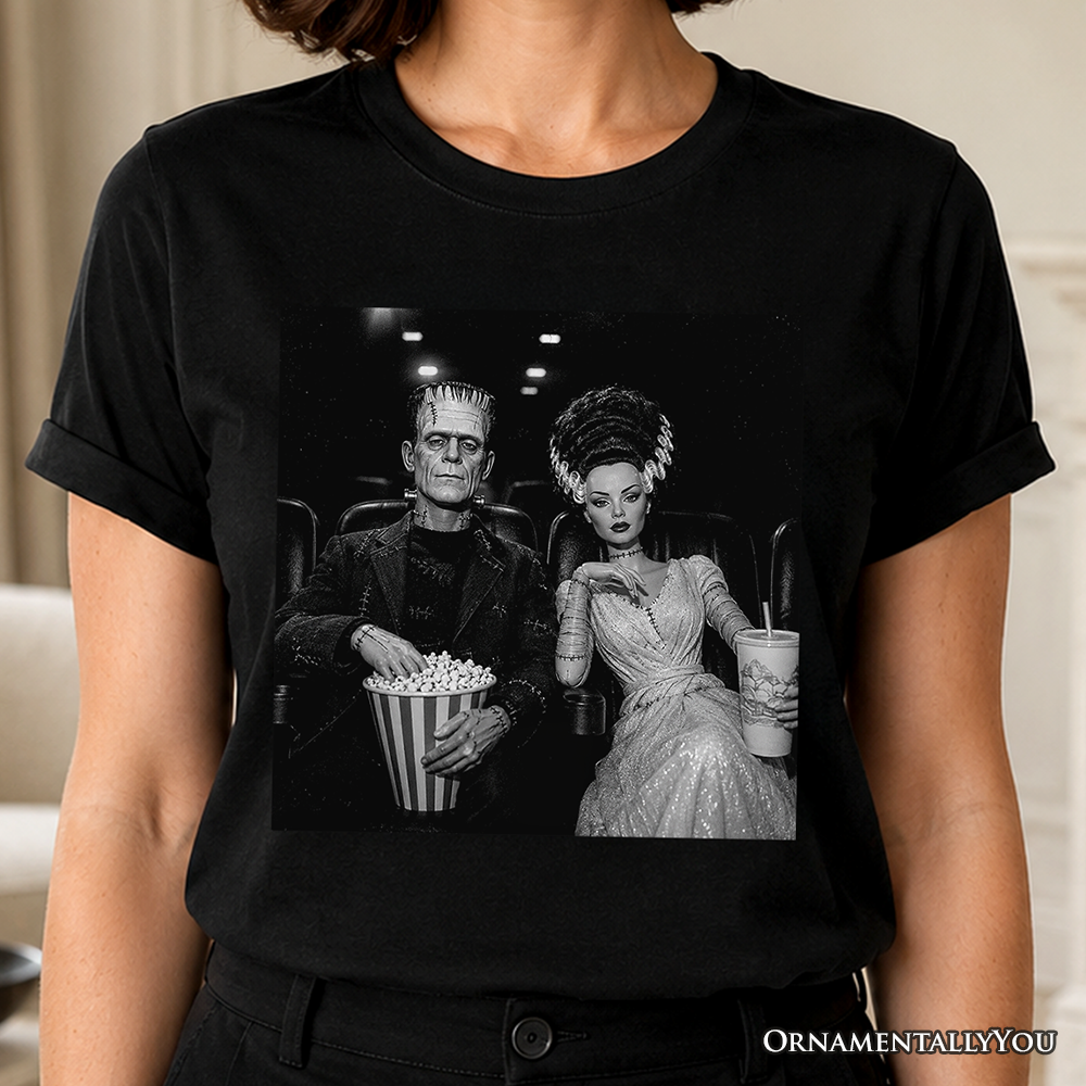 Frankenstein Movie Date Night T-Shirt, Vintage Horror Couple Cinema Tee