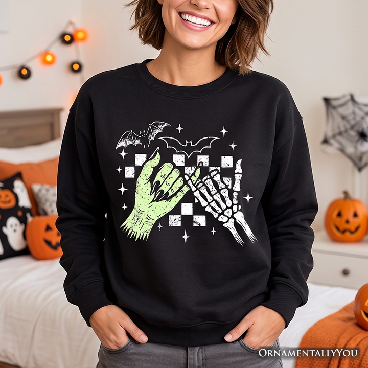 Monster Skeleton Pinky Promise Sweatshirt, Funny Spooky Halloween Sweater