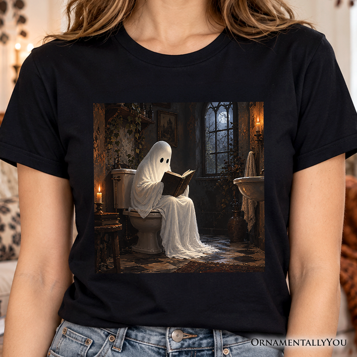 Toilet Ghost Halloween T-Shirt, Funny Bookworm Spooky Gothic Tee