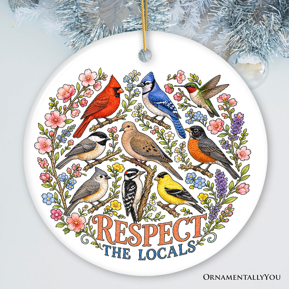 Respect The Locals Mountain Animals Ornament, Vintage Forest Wildlife Gift and Souvenir