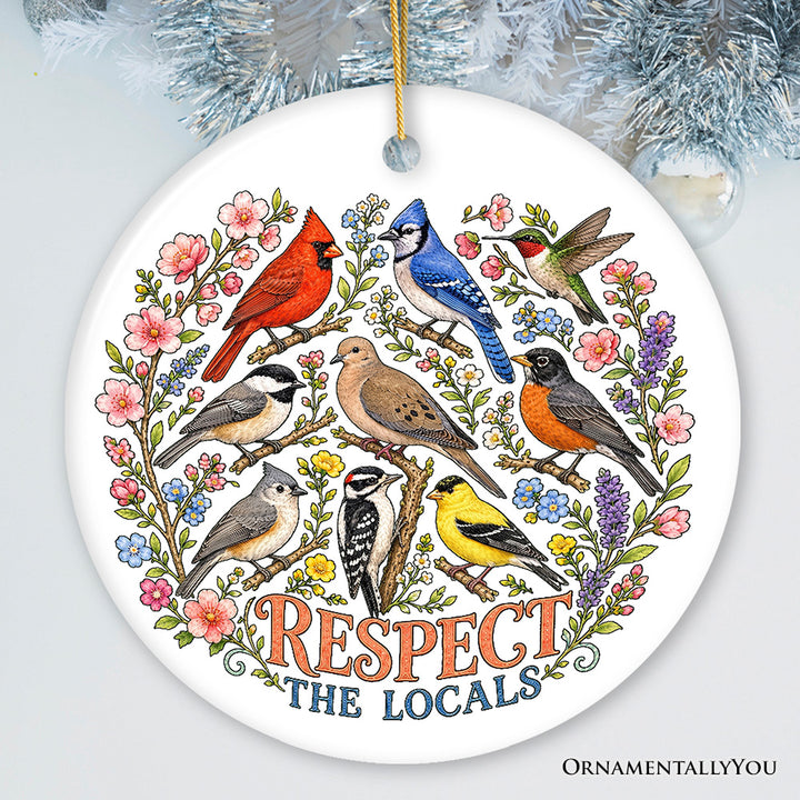Respect The Locals Mountain Animals Ornament, Vintage Forest Wildlife Gift and Souvenir