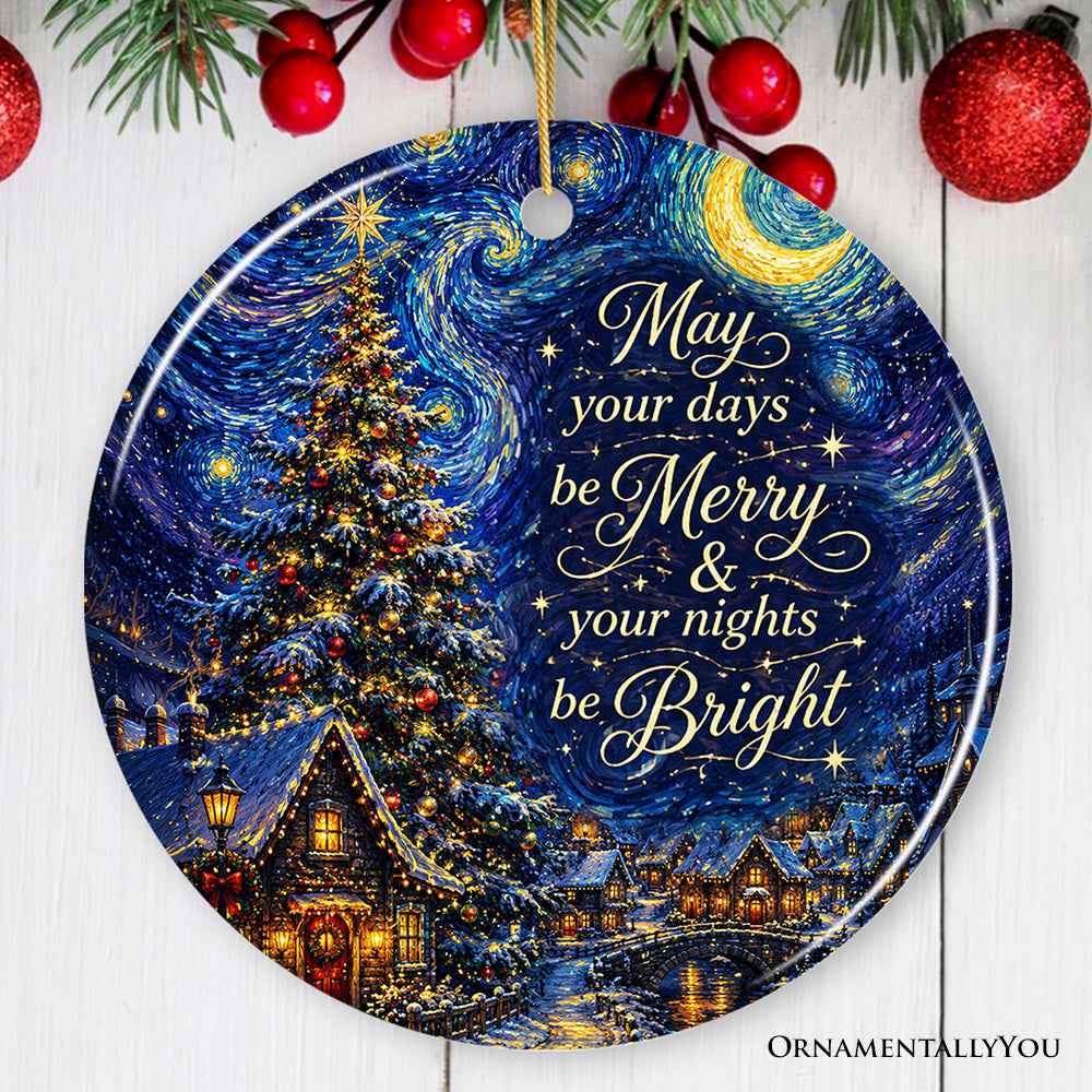 May Your Days Be Merry Starry Night Village Ornament, Festive Holiday Season Souvenir
