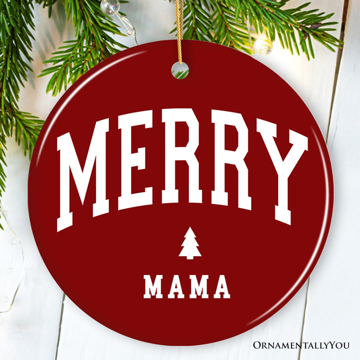 Red Merry Mama Retro Christmas Ornament, Matching Family Holiday Keepsake
