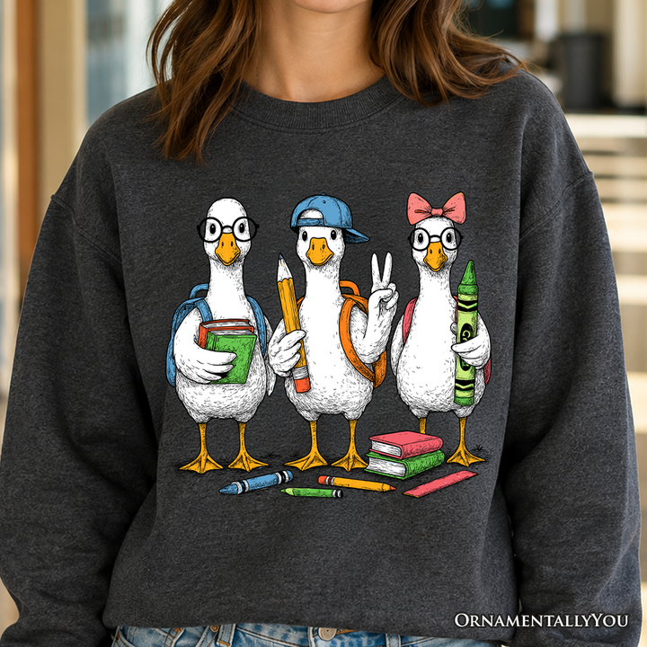 Goose Back to School Sweatshirt, Cute Teacher Student Classroom Sweater