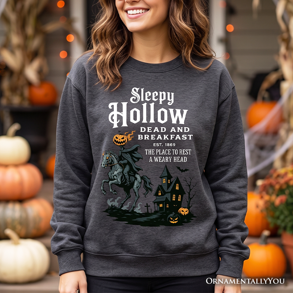 Headless Horseman Sleepy Hollow Halloween Dark Sweatshirt, Dead and Breakfast Retro Sweater