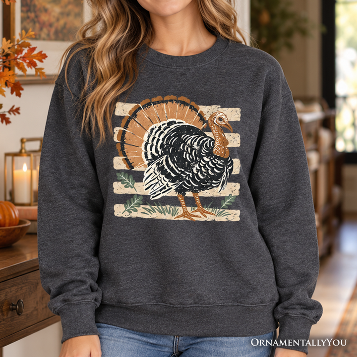Vintage Turkey Sweatshirt, Retro Thanksgiving Fall Holiday Sweater
