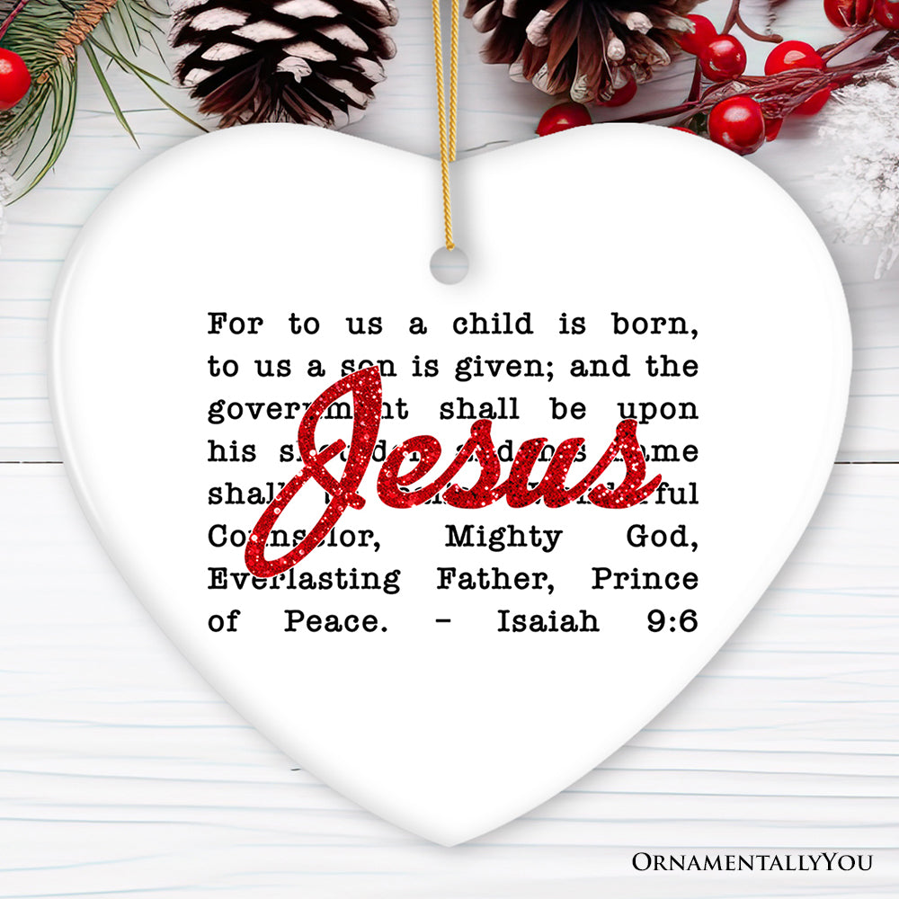 Jesus Christmas Bible Verse Ornament, Isaiah 9:6 for Faithful Believers Gift and Souvenir