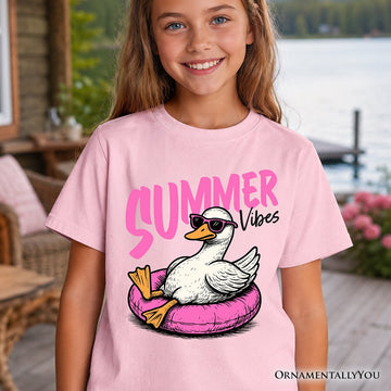Kids Summer Vibes Goose T-Shirt, Funny Beach Vacation Youth Tee Kid's T-Shirts OrnamentallyYou 