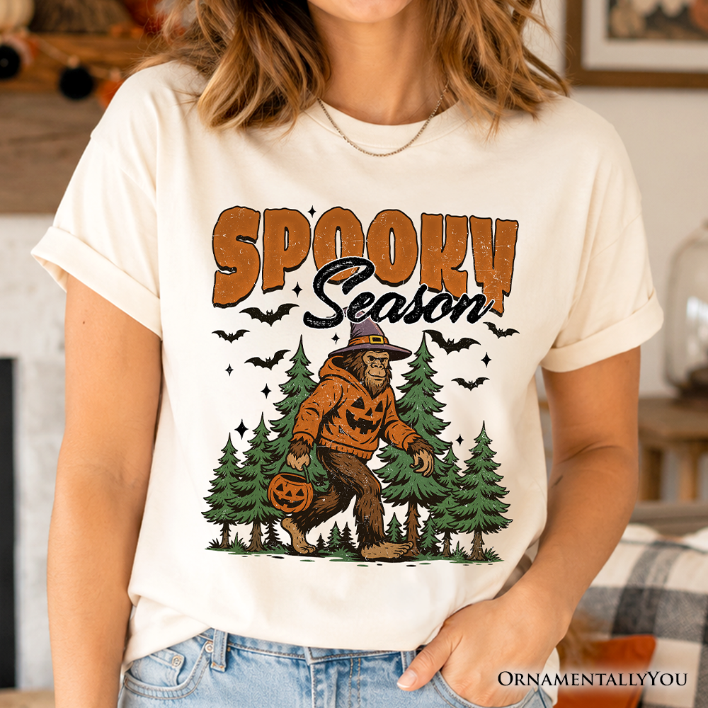 Spooky Season Bigfoot T-Shirt, Halloween Sasquatch Pumpkin Tee