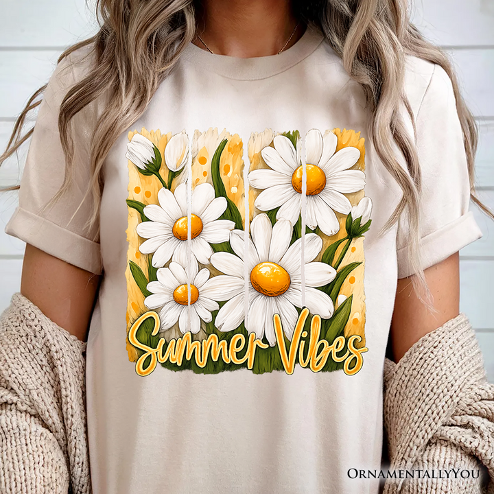 Summer Vibes Daisy Brushstroke Flowers T-Shirt, Aesthetic Tee