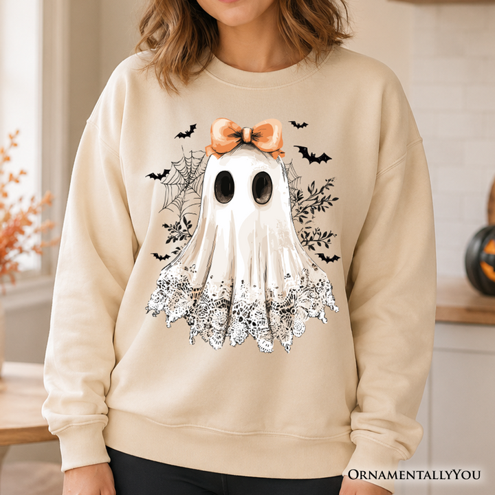 Coquette Ghost Sweatshirt, Cute Halloween Sweater for Girly Ghouls