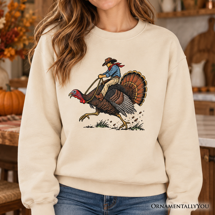 Turkey Rodeo Cowboy Thanksgiving Sweatshirt, Funny Western Fall Sweater