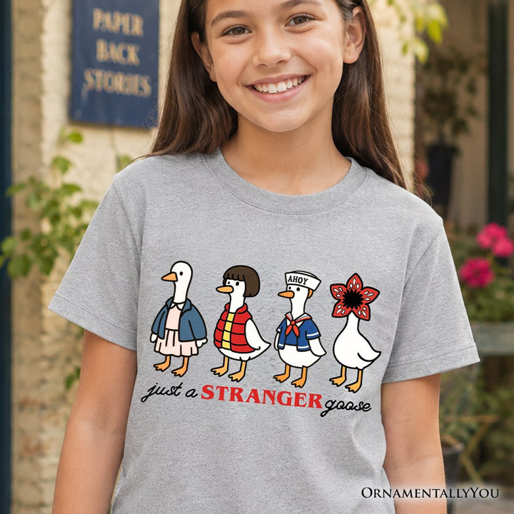 Kids Just a Stranger Goose T-Shirt, Funny Retro Youth Tee Kid's T-Shirts OrnamentallyYou 