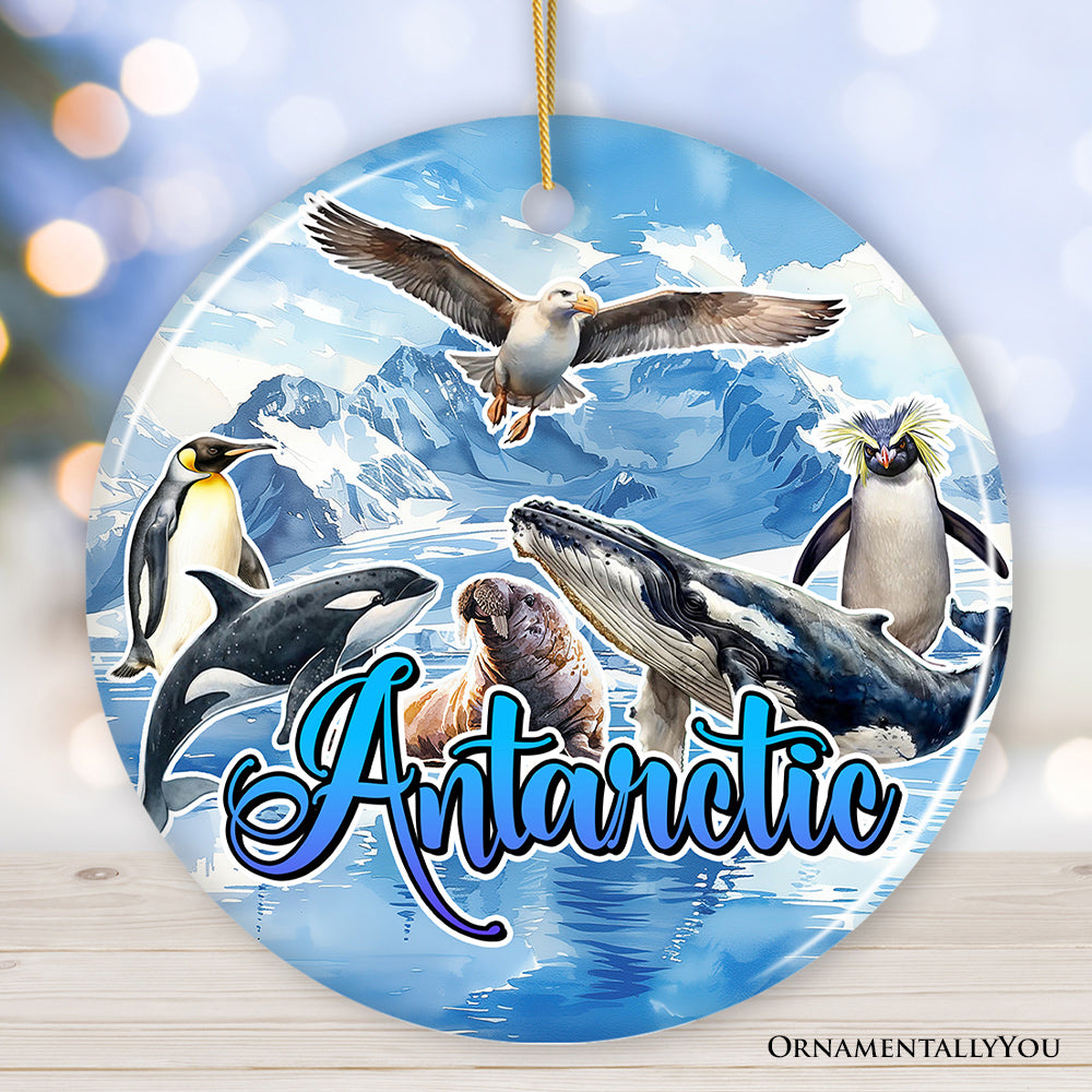 Majestic North and South Polar Wildlife Christmas Ornament, Arctic and Antarctic Nature Keepsake