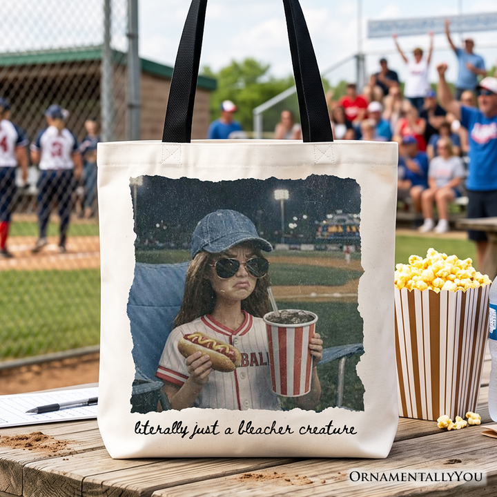 Funny Doll Face Baseball Tote Bag, Sports Fan Mom Gift Shopper