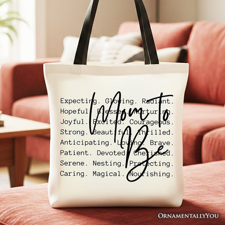 Mom To Be Pregnancy Announcement Tote Bag, Definition Future Mama Pregnant Gift Shopper Tote Bag OrnamentallyYou Black Handle 
